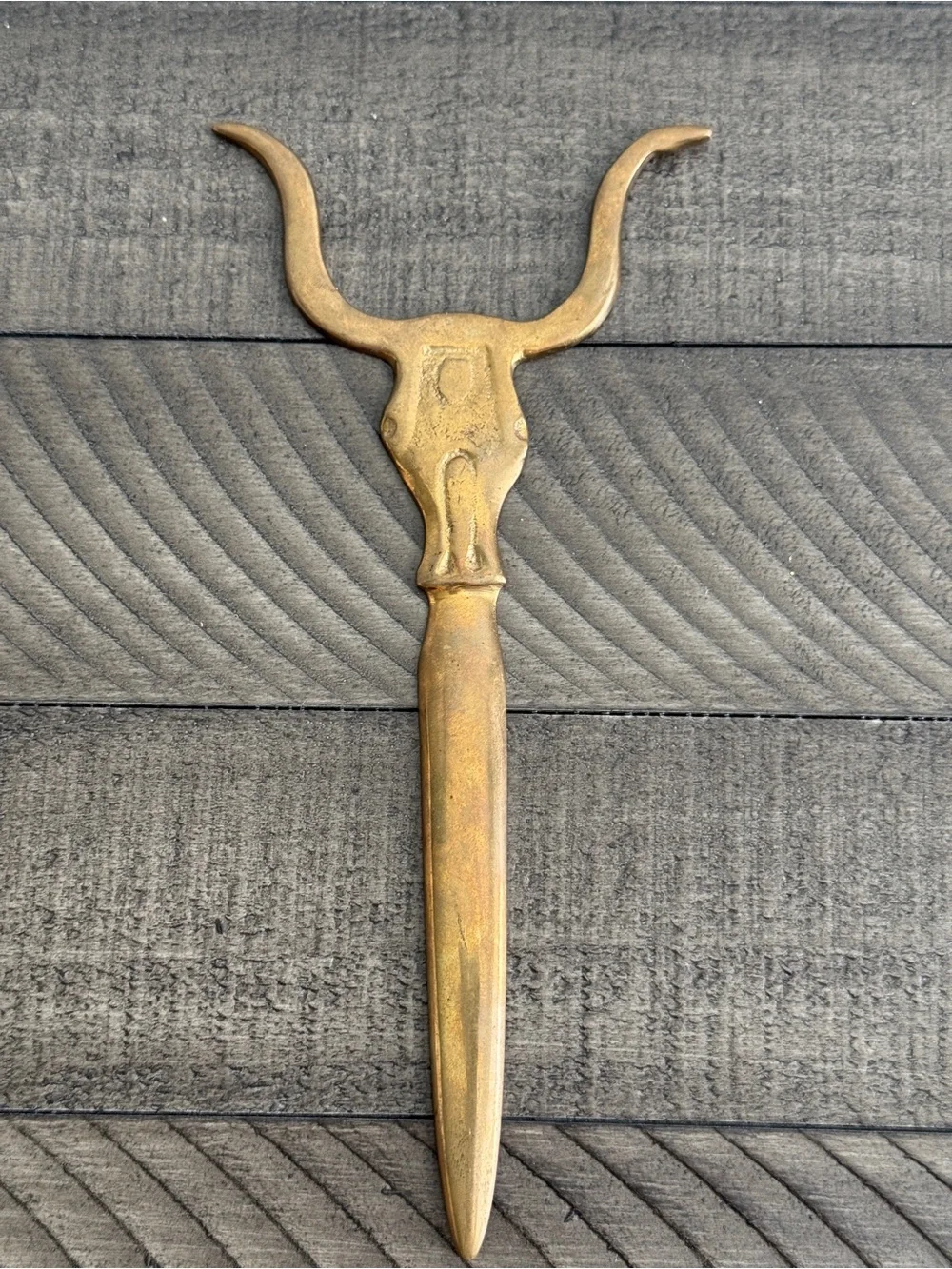 Vintage Texas Longhorn Steer Brass Vintage Letter Opener